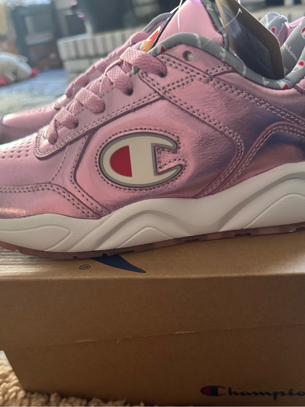 Champion Kids Pink Metallic Lace-Up Sneakers